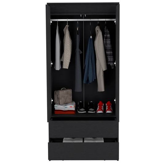 71" Black Wood Two Drawer Combo Dresser HomeRoots