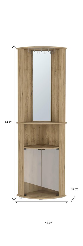 18" Natural Wood Corner Bar Cabinet HomeRoots