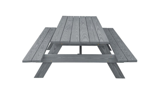 94" Gray Solid Wood Outdoor Picnic Table HomeRoots