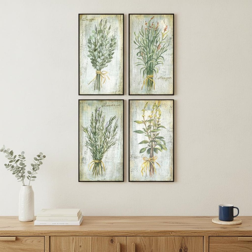 Set Of Four Herbs Black Framed Print Wall Art HomeRoots