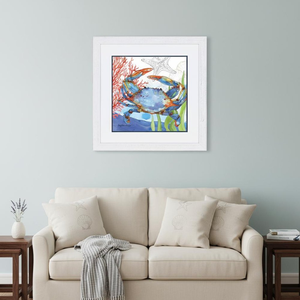 Oceana Crab White Framed Print Wall Art HomeRoots