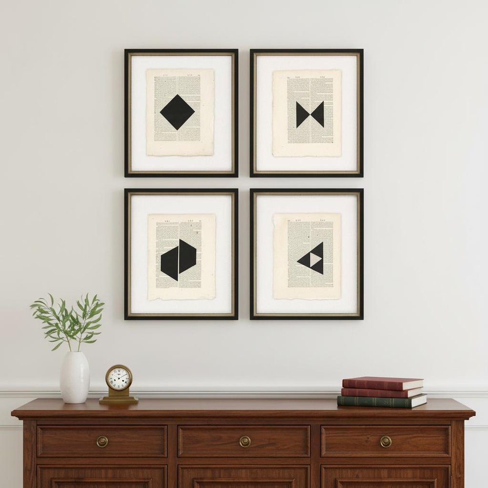 Set Of Four Geometrics I Black Framed Print Wall Art HomeRoots