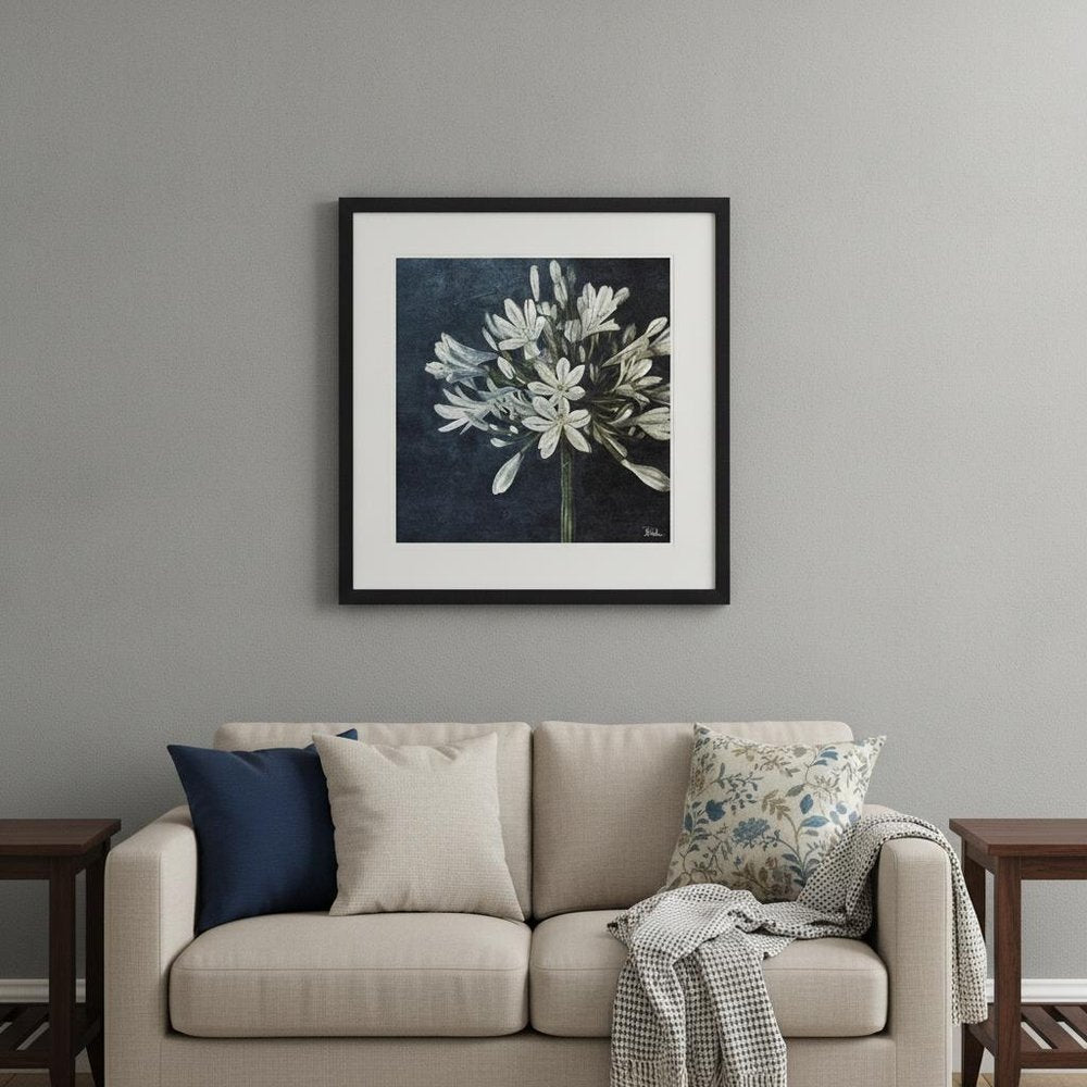 Midnight Lilies I Black Framed Print Wall Art