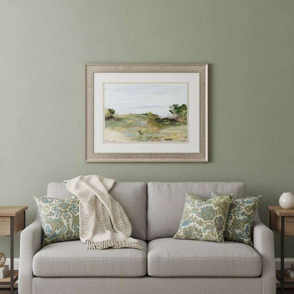Relaxing View Serene Landscape Silver Framed Print Wall Art