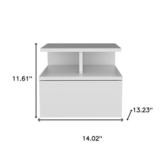 14" White Wood One Drawer Floating Nightstand HomeRoots