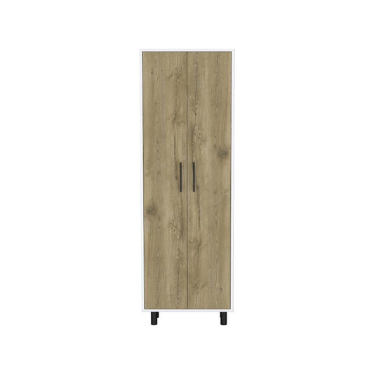 71" Beige Wood Two Door Pantry Or Storage Closet HomeRoots