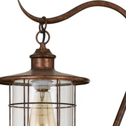 60" Rusted Traditional Shaped Floor Lamp With Rust Transparent Glass Drum Shade HomeRoots