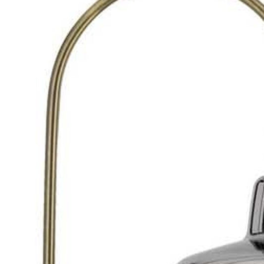 61" Brass Adjustable Arc Floor Lamp With Antiqued Brass Mirrored Glass Novelty Shade HomeRoots
