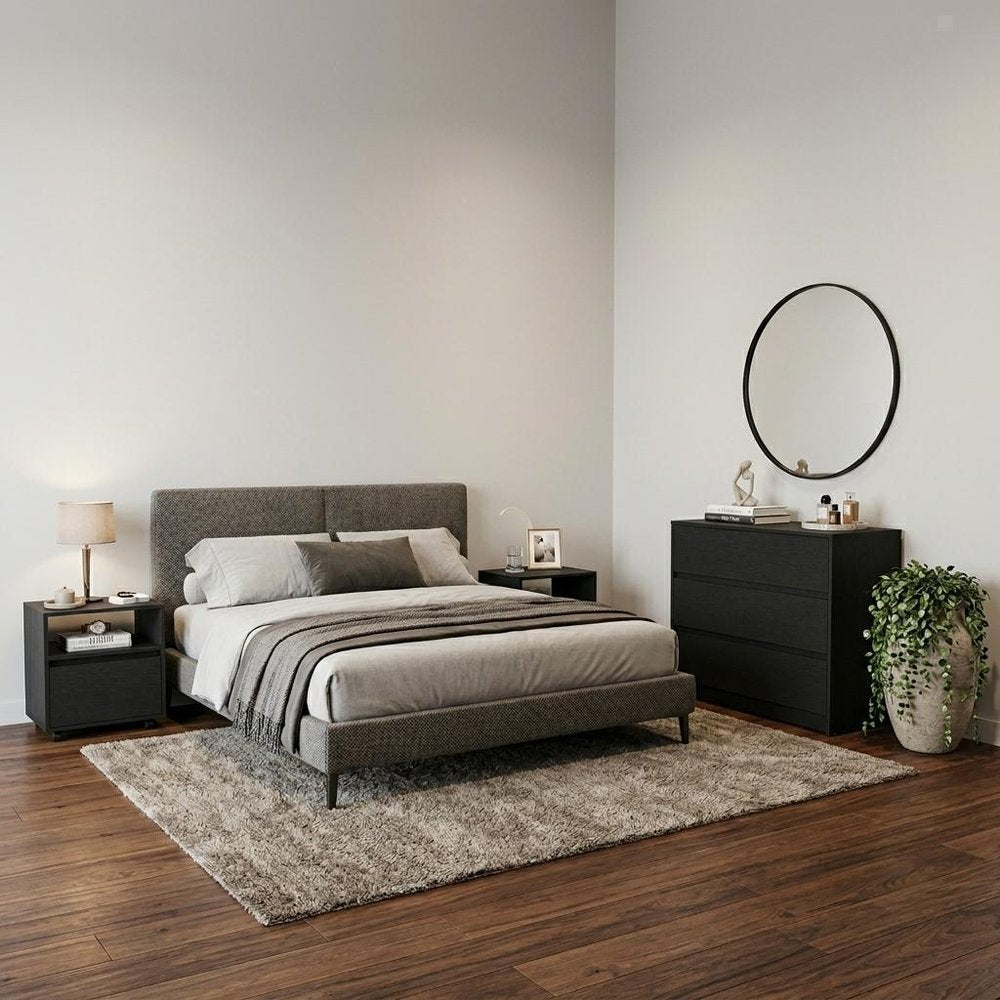 Three Piece Black Bedroom Set HomeRoots