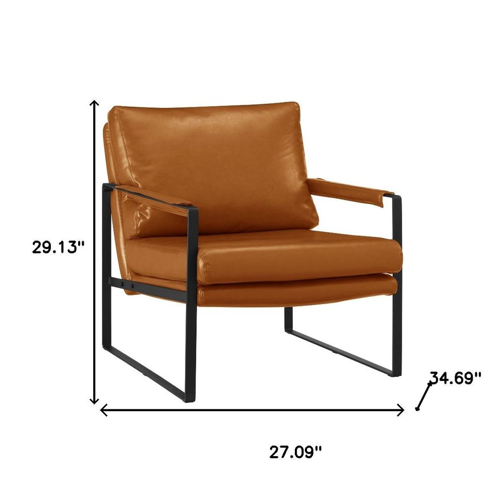 27" Brown Faux Leather And Black Arm Chair HomeRoots
