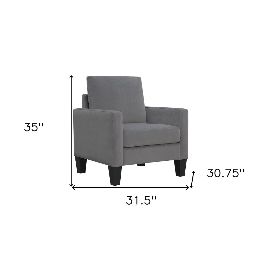 32" Gray and Black Upholstered Arm Chair HomeRoots