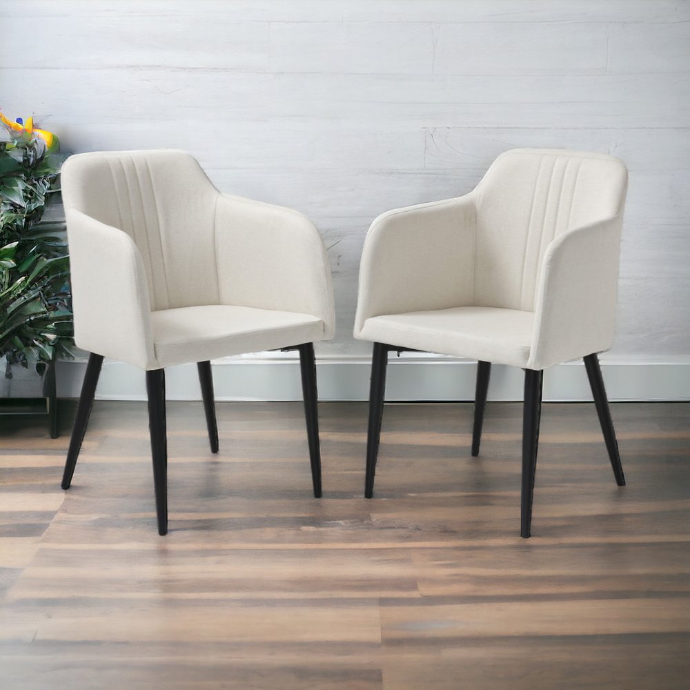 Set of Two 23" Off White and Black Upholstered Arm Chair HomeRoots