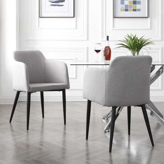 Set of Two 23" Light Gray and Black Upholstered Arm Chair HomeRoots