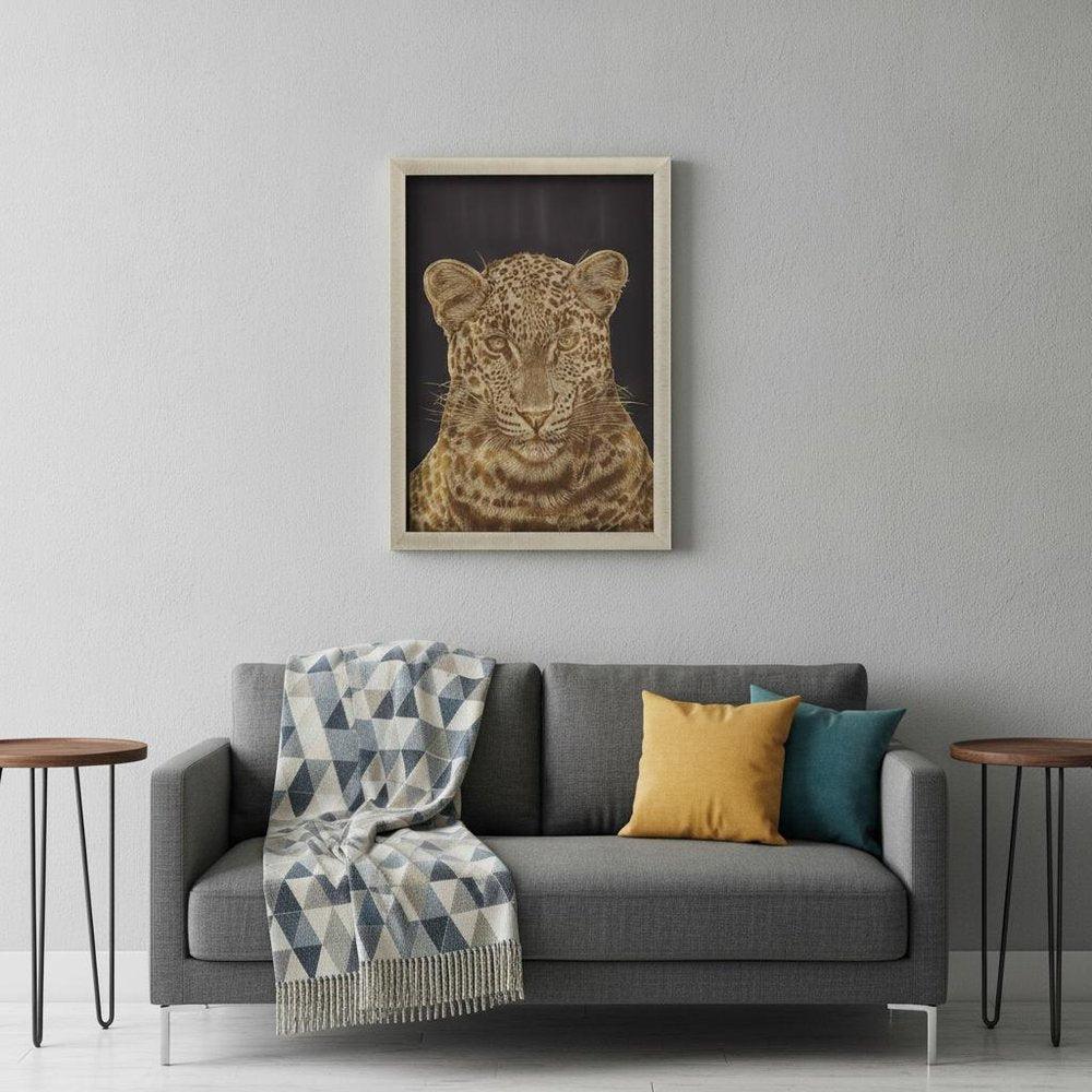 Leopard Portrait Gold Framed Print Wall Art