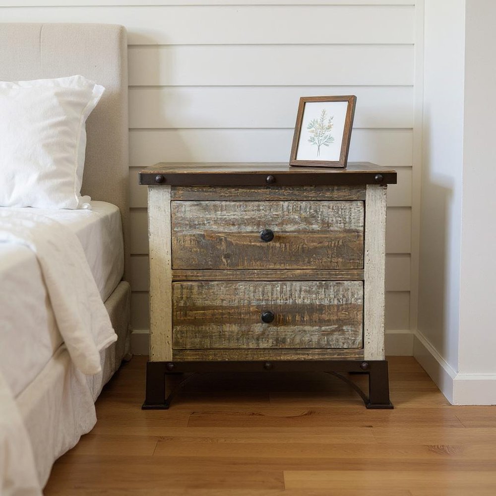 27" Brown Two Drawer Nightstand HomeRoots