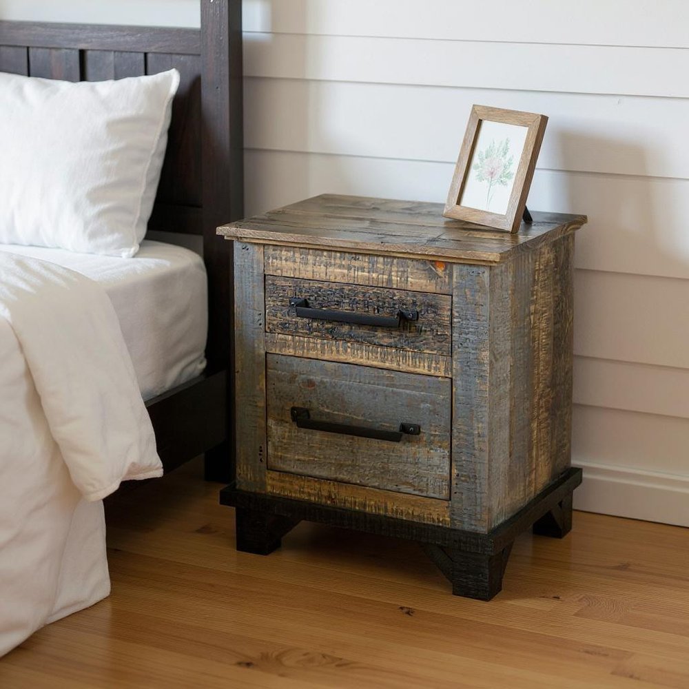 27" Brown Two Drawer Nightstand HomeRoots