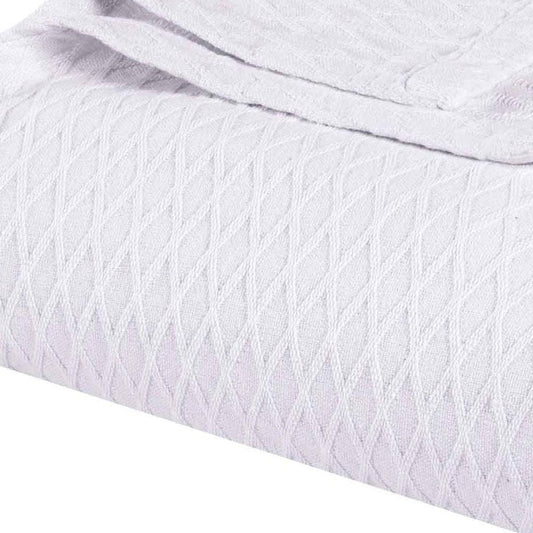 King White Cotton Geometric Blanket