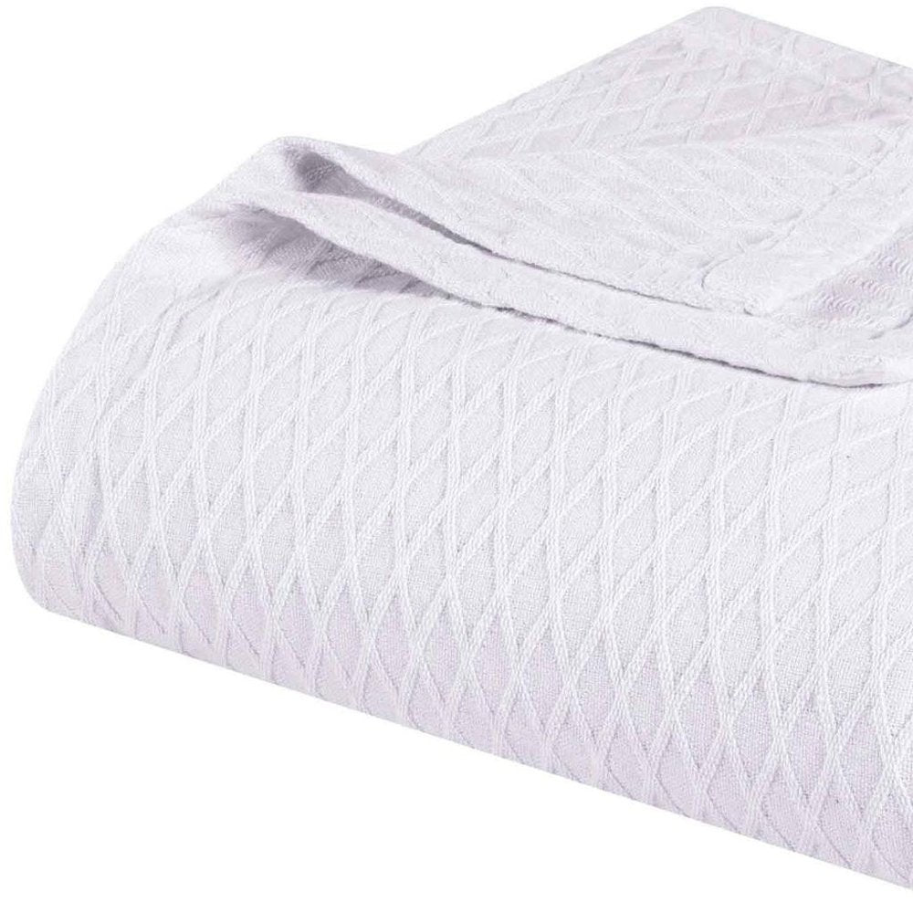 King White Cotton Geometric Blanket