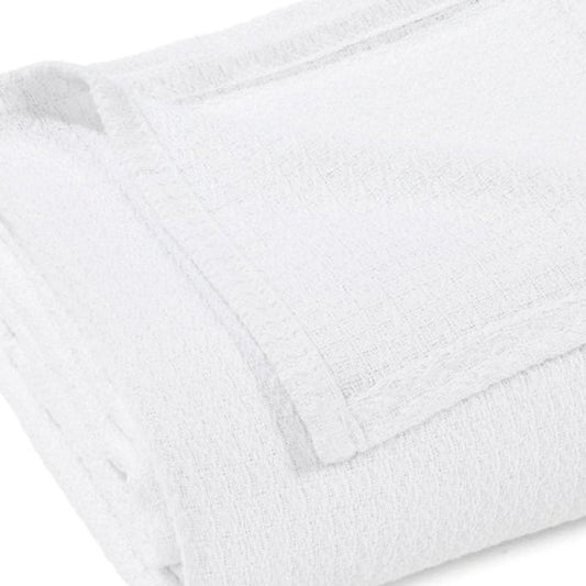 Queen White Cotton Waffle Weave Blanket