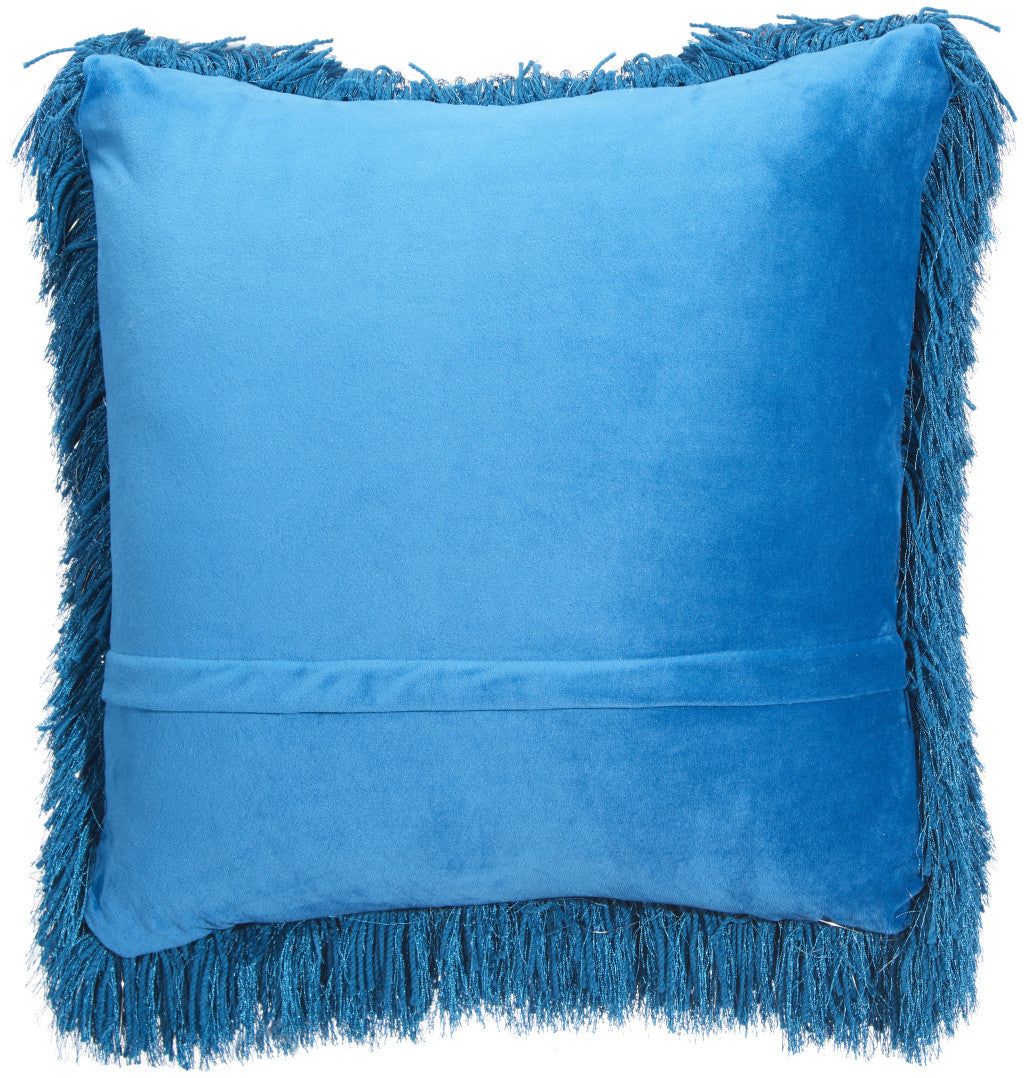 20" Teal Blue Shag Throw Pillow FurniFindUSA