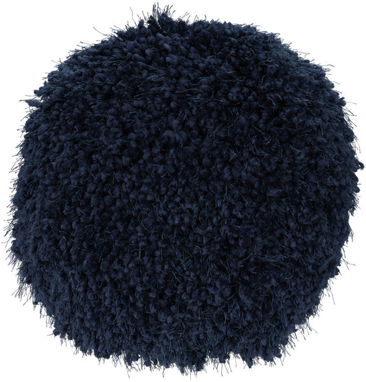 14" X 14" Navy Blue Round Shag Throw Pillow FurniFindUSA