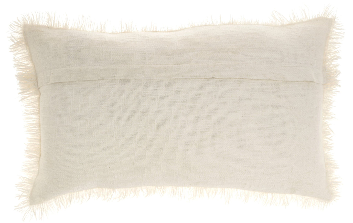 14" X 24" Ivory Cotton Throw Pillow With Fringe FurniFindUSA
