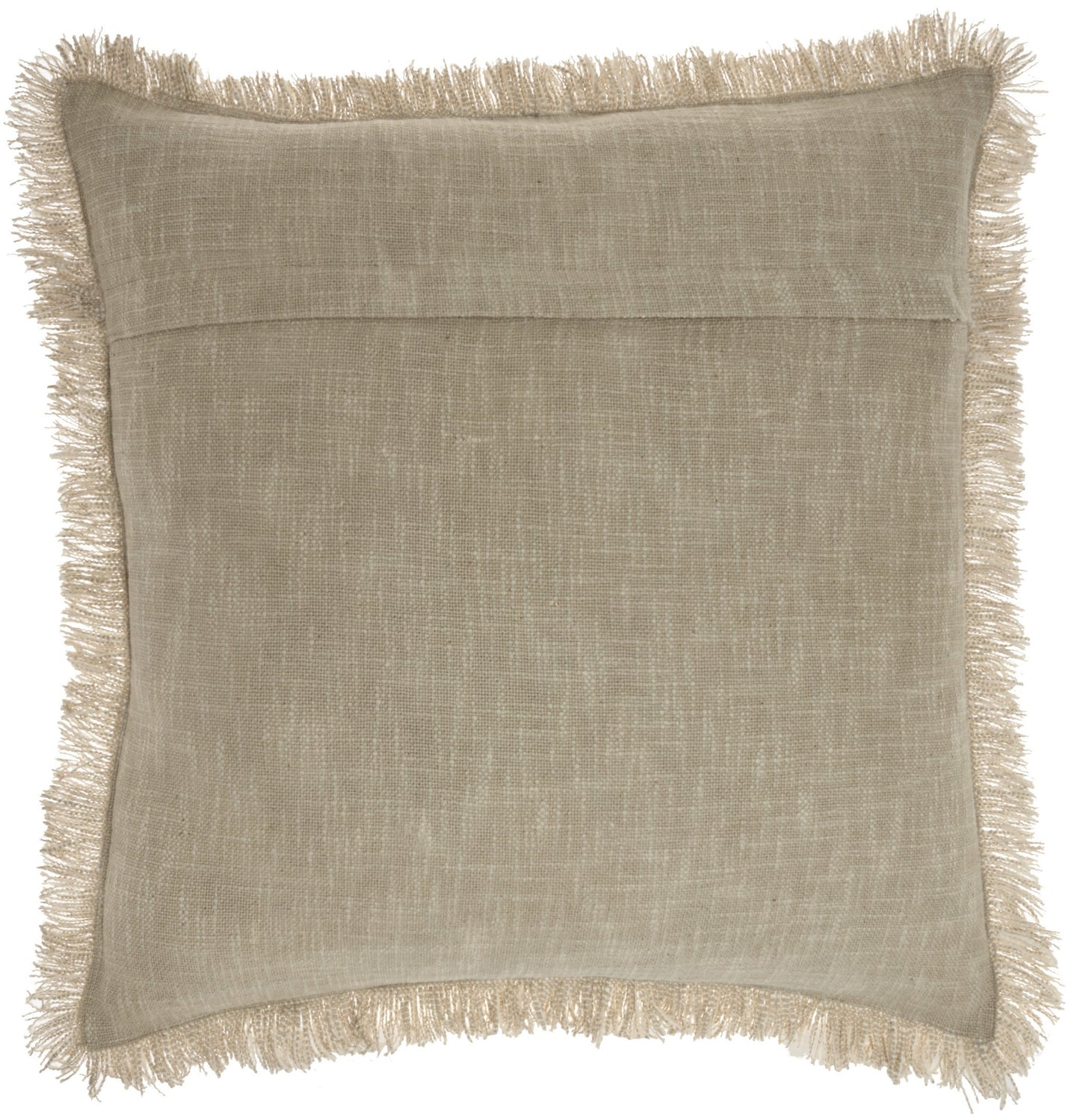 22" Taupe Cotton Throw Pillow With Fringe FurniFindUSA