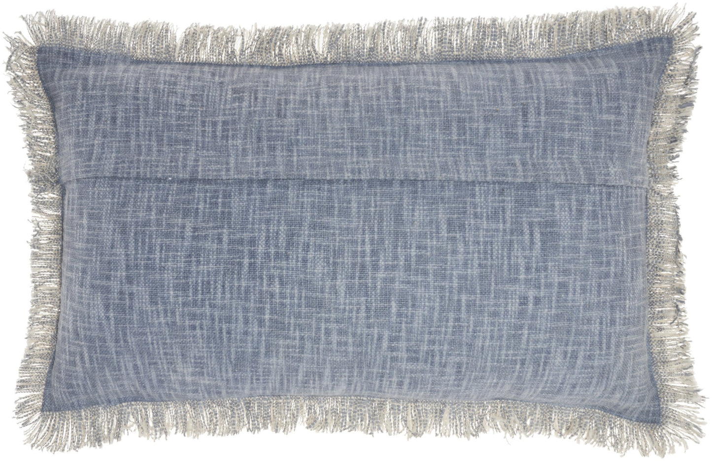 14" X 24" Blue Cotton Throw Pillow With Fringe FurniFindUSA