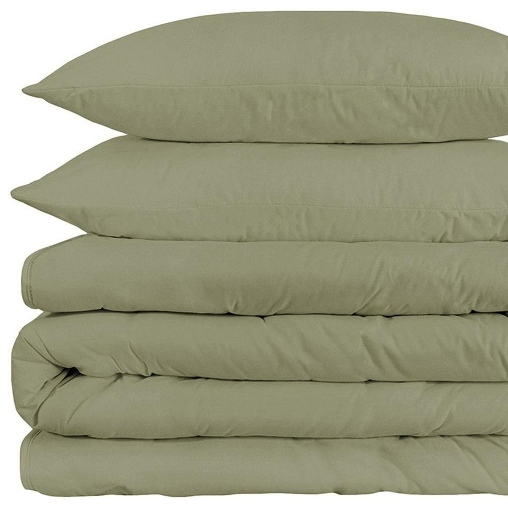 Sage Queen Cotton Blend 1200 Thread Count Washable Duvet Cover Set HomeRoots