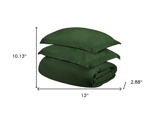 Hunter Green Queen Cotton Blend 300 Thread Count Washable Duvet Cover Set HomeRoots