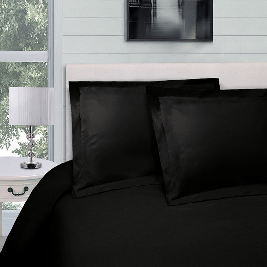 Black King Cotton Blend 300 Thread Count Washable Duvet Cover Set HomeRoots