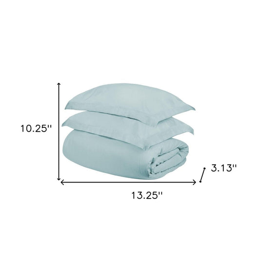 Light Blue King Cotton Blend 400 Thread Count Washable Duvet Cover Set HomeRoots