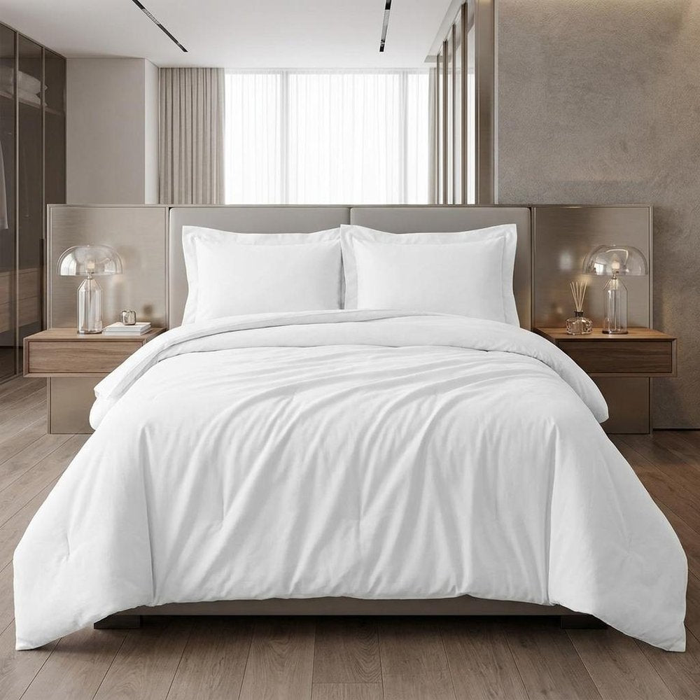 White Queen Cotton Blend 300 Thread Count Washable Duvet Cover Set HomeRoots