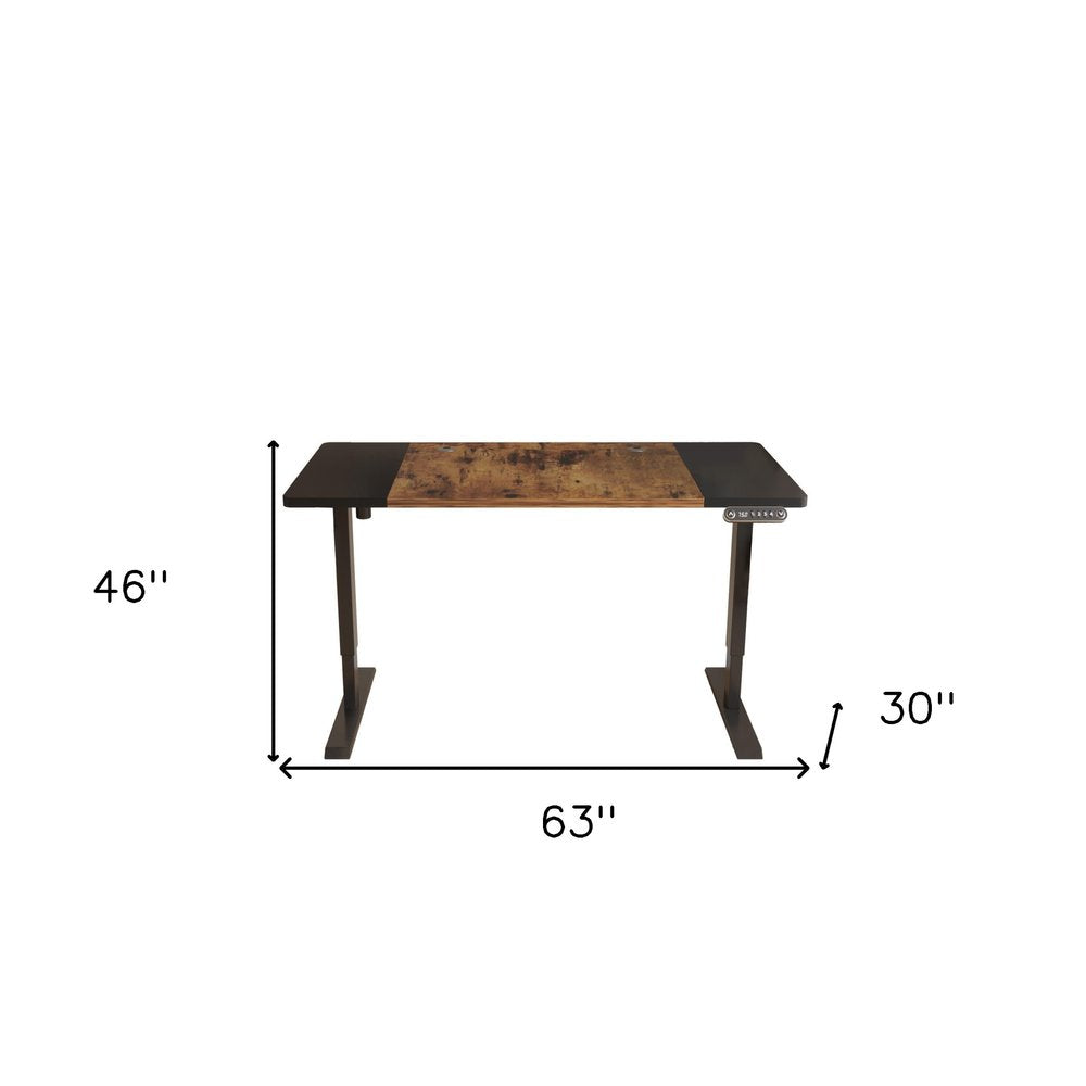 63" Adjustable Brown and Black Standing Desk HomeRoots