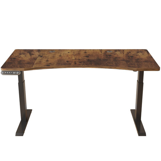 Adjustable Brown and Black Wood and Stainless Steel Rolling Standing Desk HomeRoots