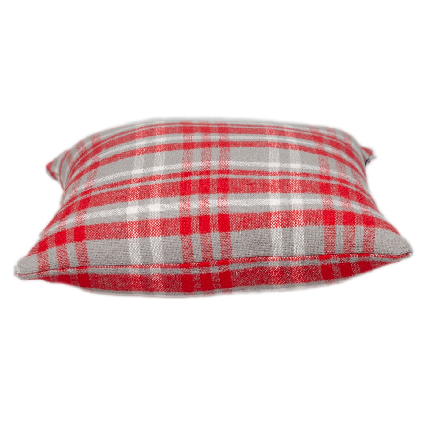 16" Red and White Plaid Cotton Throw Pillow FurniFindUSA
