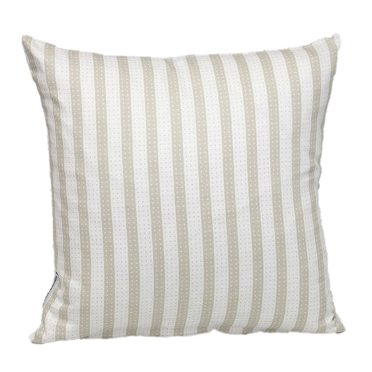 16" Taupe and White Striped Cotton Throw Pillow FurniFindUSA