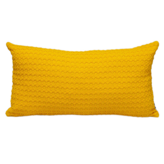 14" X 26" Yellow Cotton Lumbar Throw Pillow With Texture FurniFindUSA