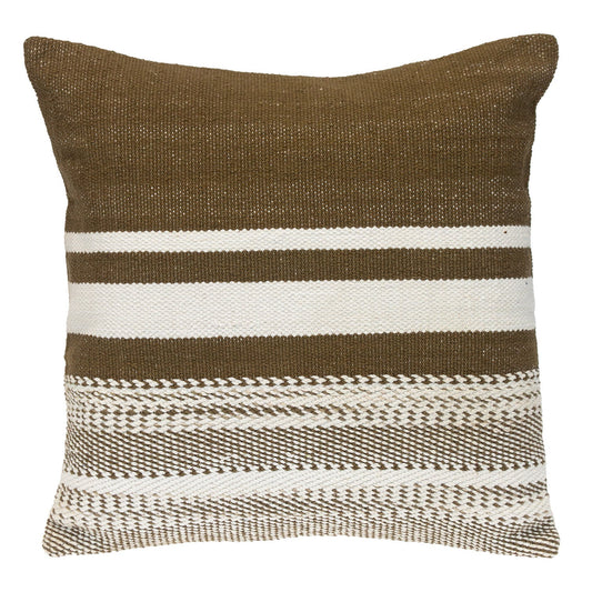 18" Brown and White Striped Cotton Throw Pillow FurniFindUSA