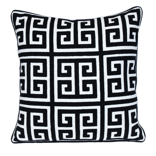 20" Black and White Interlocking Cotton Throw Pillow FurniFindUSA