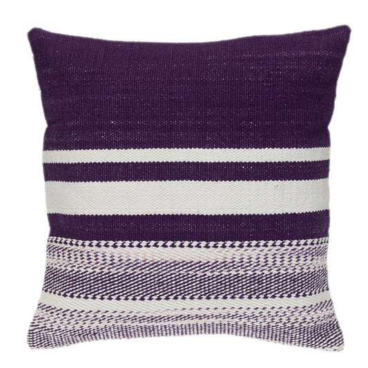 18" Purple and White Striped Cotton Throw Pillow FurniFindUSA