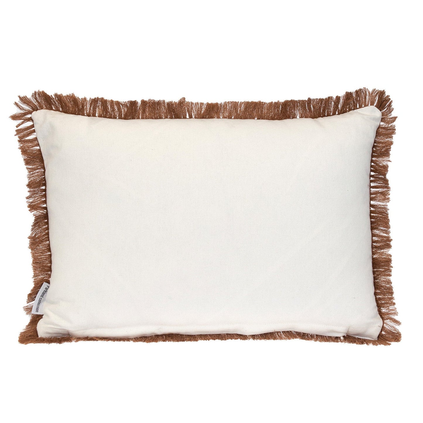 14" X 20" Brown and White Striped Cotton Throw Pillow With Fringe FurniFindUSA