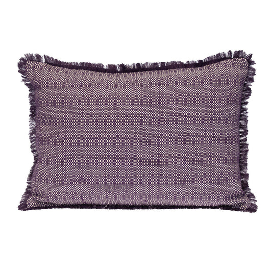 14" X 20" Purple and White Striped Cotton Throw Pillow With Fringe FurniFindUSA