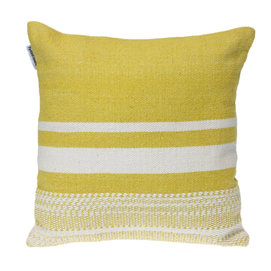 18" Yellow and White Striped Cotton Throw Pillow FurniFindUSA