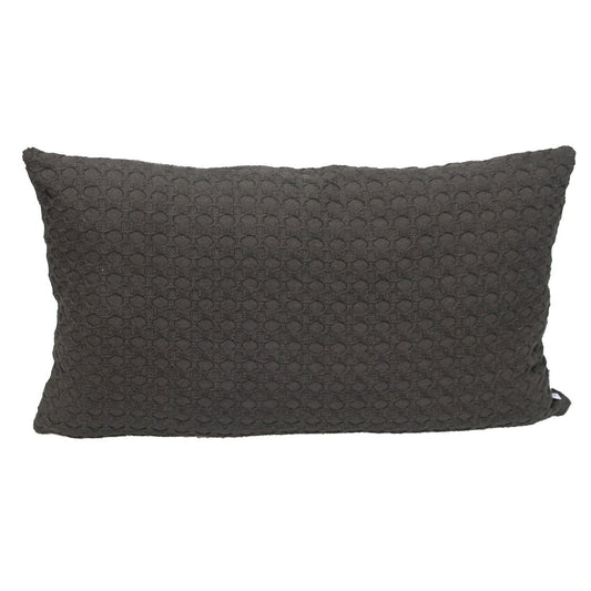 14" X 26" Dark Gray Cotton Lumbar Throw Pillow With Texture FurniFindUSA