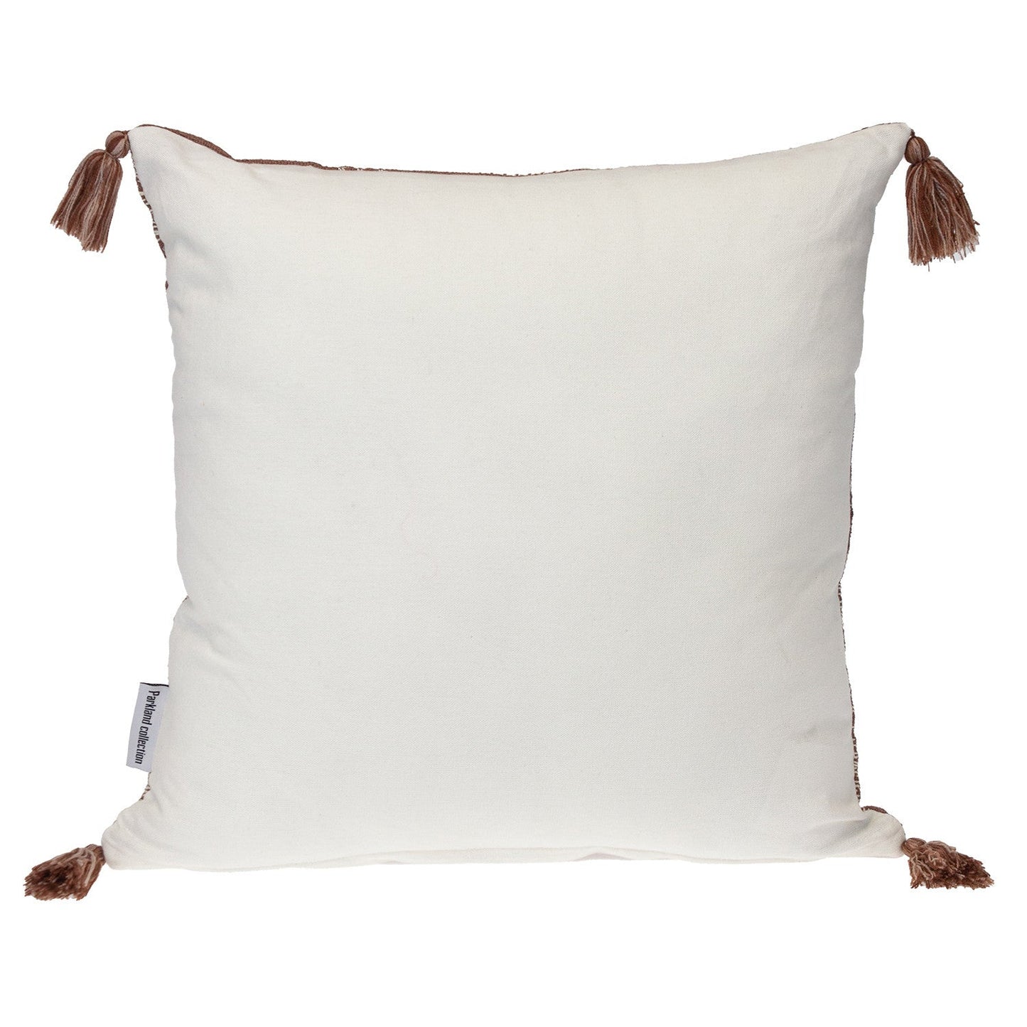 18" Beige and Brown Southwestern Cotton Throw Pillow With Tassels FurniFindUSA