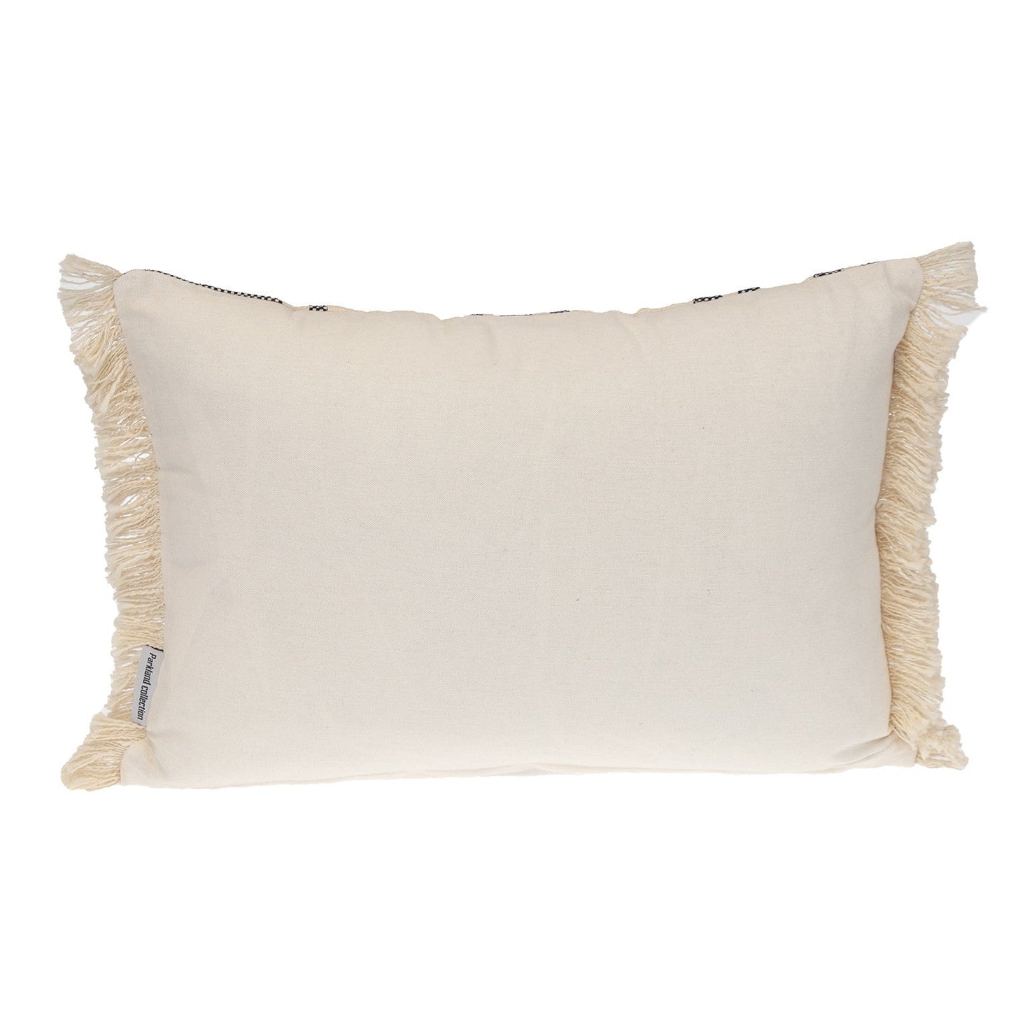 14" X 20" Beige and Black Southwestern Cotton Throw Pillow With Fringe FurniFindUSA