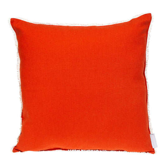 16" Orange Cotton Throw Pillow With Fringe FurniFindUSA