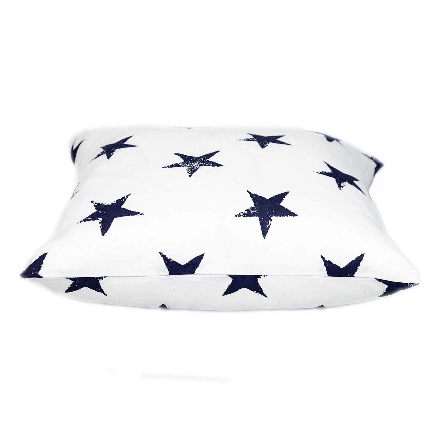 16" White and Blue Star Cotton Throw Pillow FurniFindUSA
