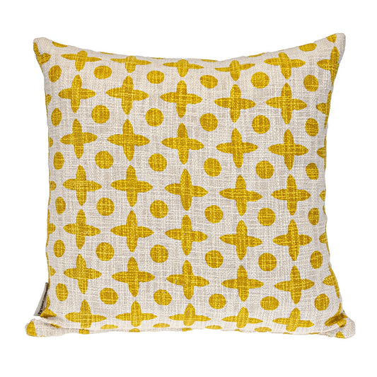 18" Yellow and White Geometric Cotton Throw Pillow FurniFindUSA